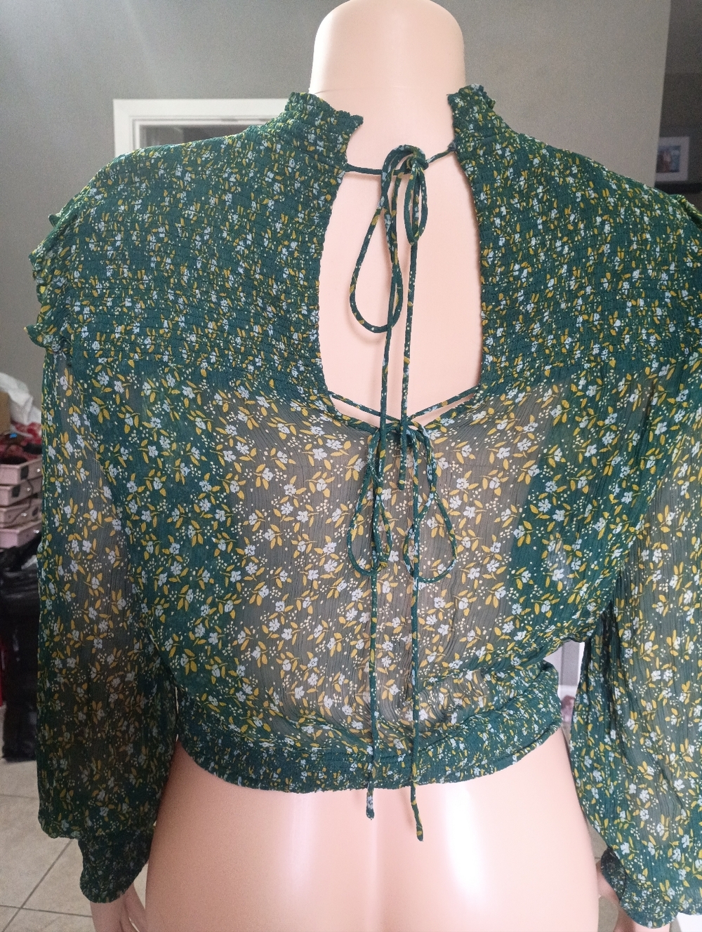 Free People Dark Green Floral Blouse - Picture 11 of 11